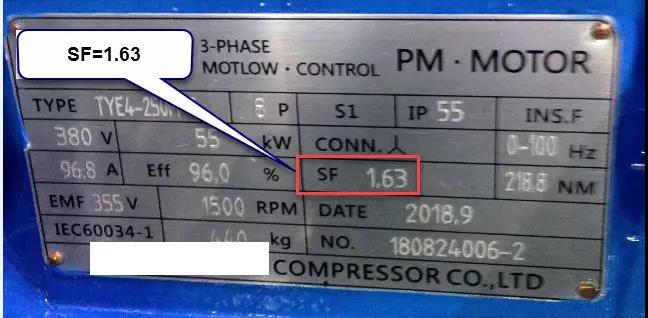行業(yè)類(lèi)其他品牌空壓機(jī)采用的電機(jī)服務(wù)系數(shù):1.63